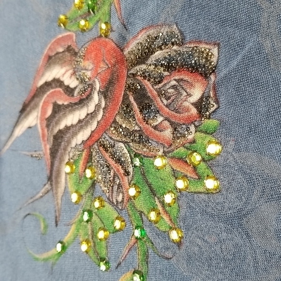 Christian Audigier Women's Black Panther and Bird of Paradise T-Shirt Size M - Picture 8 of 8